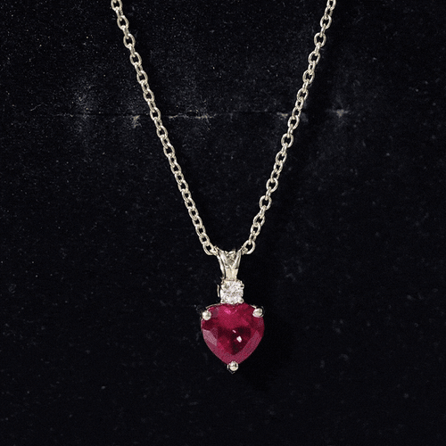 Certified Lab Grown Ruby Heart Pendant Necklace With Diamond