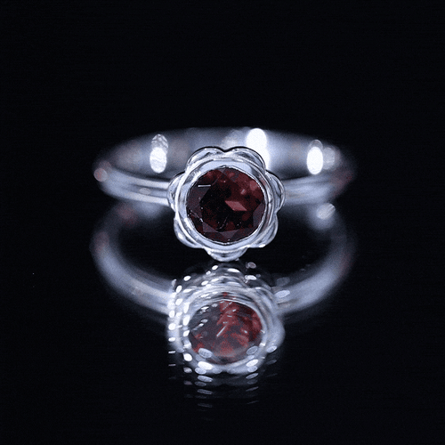 1.7 Carat Round Cut Garnet Flower Engagement Ring for Women